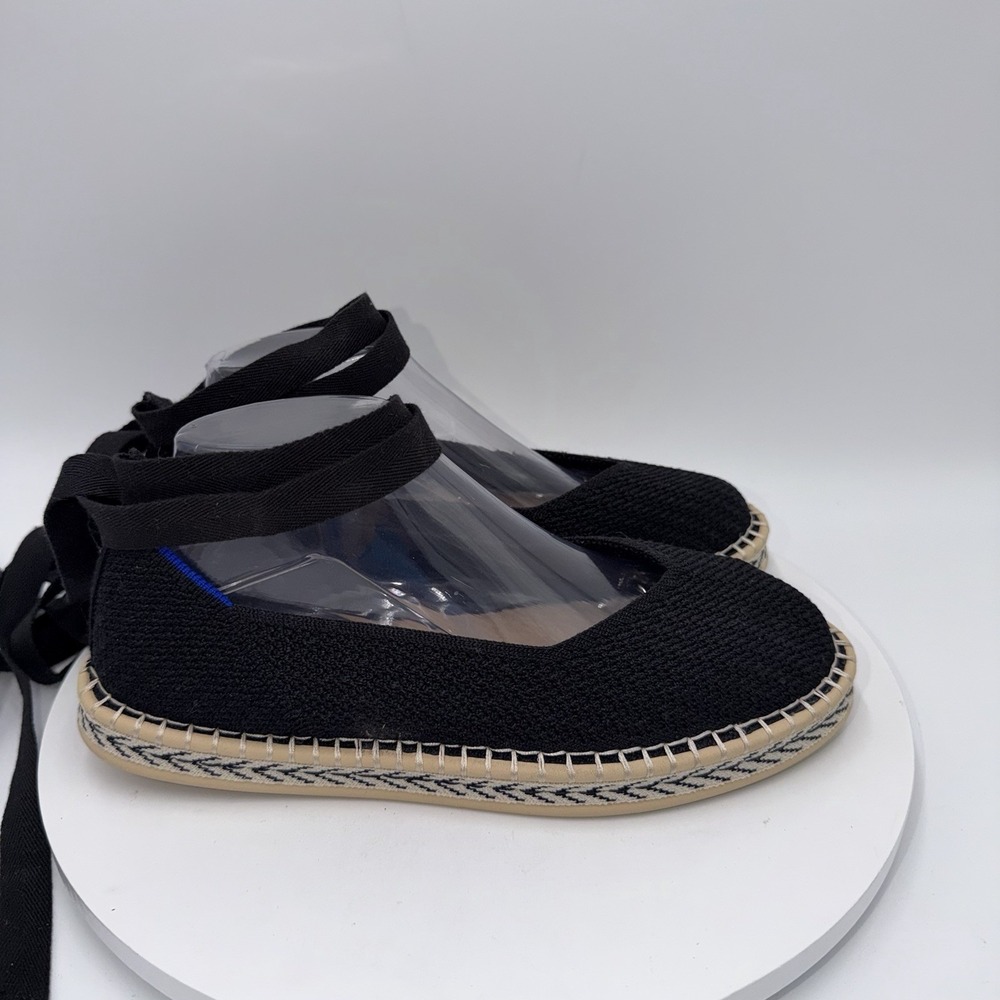 Rothy's The Espadrille Black Lace Up Shoes Size 9.5 - Picture 3 of 9